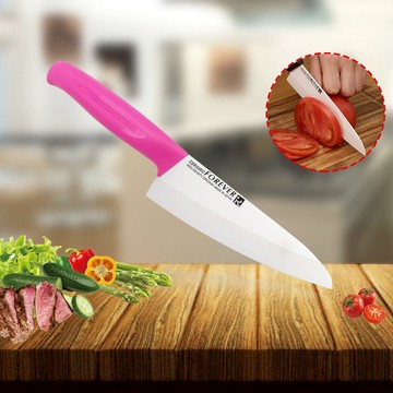 日本FOREVER 日本製 高精密陶瓷刀18CM 白刃亮粉柄