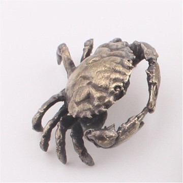 中國風純銅復古螃蟹有錢任性個性創意小擺件手工編織繩掛飾品禮品1入