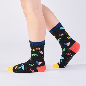 聯名Crazygogo_攀越自由 中筒童襪 - 黑(1y-9y)