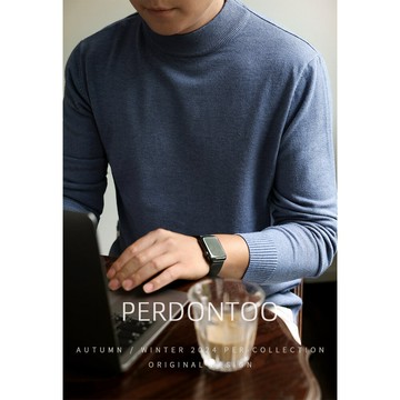 【都市輕奢】秋冬半高領加厚毛衣男士高級感抗起球保暖純色針織衫