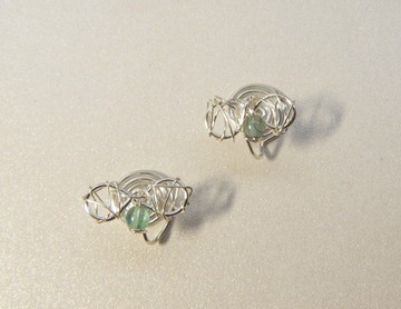 Metal-手作琉璃耳夾 - 亮銀色(純手工製作.禮物.飾品.美國進口.耳夾.禮盒.金屬線)