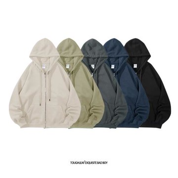 toughleaf(銀狐絨)日系cityboy開衫拉鏈連帽加絨衛衣寬松版外套男