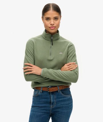 Superdry Women's Polar Fleece Half Zip Jumper Green Size: 8