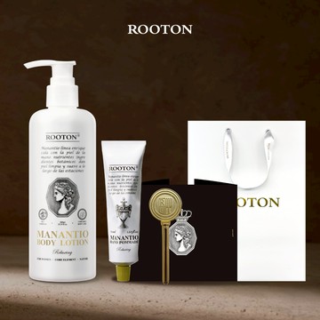 快速出貨【ROOTON】生日快樂！身體保養組－淨粹植潤身體乳300ml+淨粹植潤護手霜50ml+赫柏之鑰擠膏器+燙金禮袋(療癒香氛生日禮物)