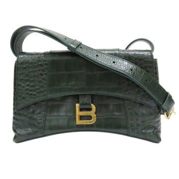 BALENCIAGA 巴黎世家 綠色 壓紋皮革 DownTown XS 肩背包 【二手名牌BRAND OFF】