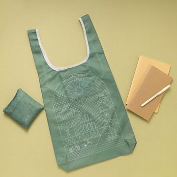 臺灣大學 NTU摺疊購物袋-校園風景V3(綠青)