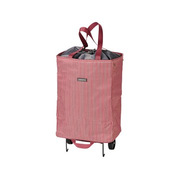 【日本cocoro】多功能條紋保溫保冷摺疊購物車-30L-多色可選條紋紅