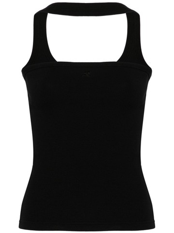 Courrèges - Hyperbole 90's logo-embroidered top - women - Elastane/Cotton - L - Black