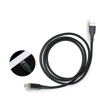 Type C公 - C公 【橘3C】LED數位顯示充電線 Type C專用 60W快速充電傳輸 編織線120cm