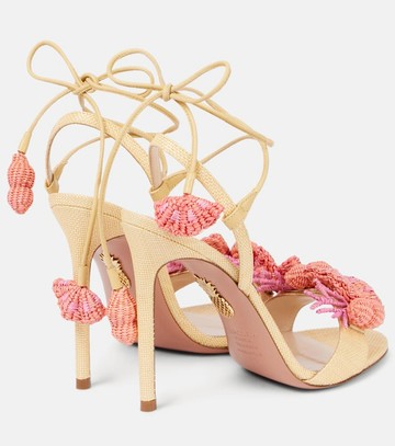 Aquazzura Marea 105 leather-trimmed raffia sandals