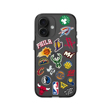 iPhone 16 Clear (相機按鈕) 酷墨灰 - NBA - Mix Logos