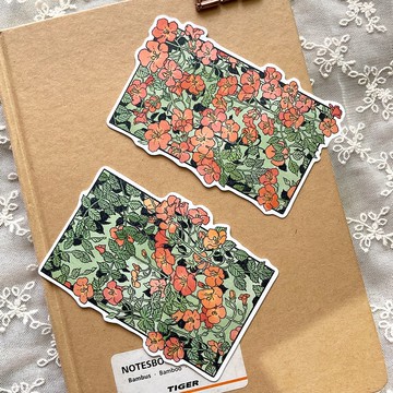 轉瞬青翠 - 凌霄花軋型貼紙 (dami) 復古文具禮物