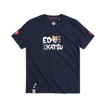 江戶勝 日系 男裝 笑臉勝太郎短袖T恤(丈青色) #上衣