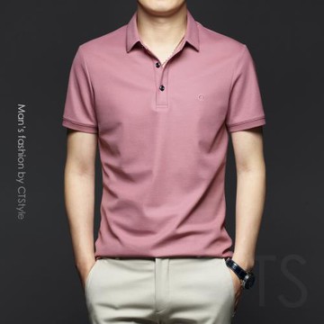 夏季男士翻領短袖T恤絲光棉POLO衫高端2023新款半袖男裝冰絲夏裝