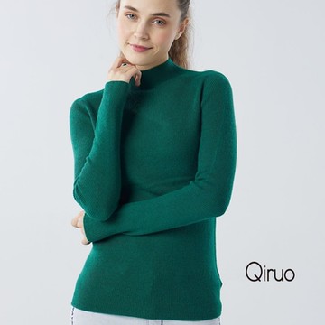 【Qiruo 奇若】秋冬專櫃針織長袖上衣0701A-70綠色立領百搭