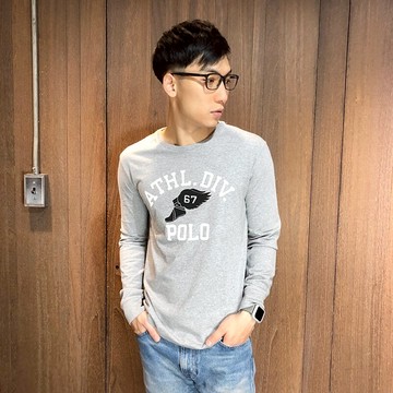 美國百分百【全新真品】Ralph Lauren 薄 長袖T恤 RL 長T上衣 T-shirt 男 灰色 S號 AB81