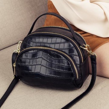 包包2025新款兩用真皮時尚三層手提小包女軟皮單肩寬帶斜挎貝殼包