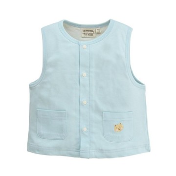 有機埃及棉幼兒超柔開襟背心-嫩藍小熊