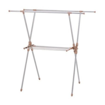 【出清品】57_ikloo 宜酷屋 不銹鋼X型多功能折疊曬衣架, 98~146 x 68 x 132cm, 不鏽鋼色