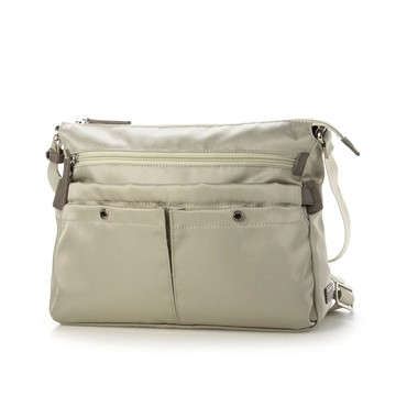 LA BAGAGERIE 雙口袋方形斜背包（中/銀）_廠商直送