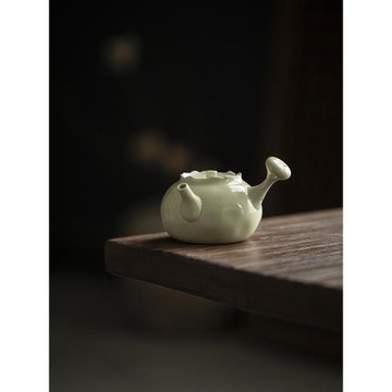 單壺家用陶瓷茶壺側把壺家用復古日式手工功夫茶具手執壺球孔過濾