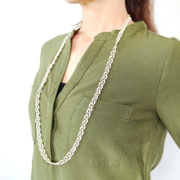 串珠 90 公分長項鍊【Rivière】白與金