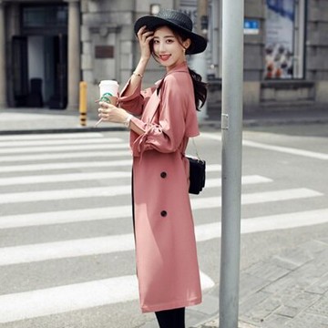 風衣外套翻領長版大衣-摩登時尚雙排釦優雅女外套2色73oo38【獨家進口】【米蘭精品】