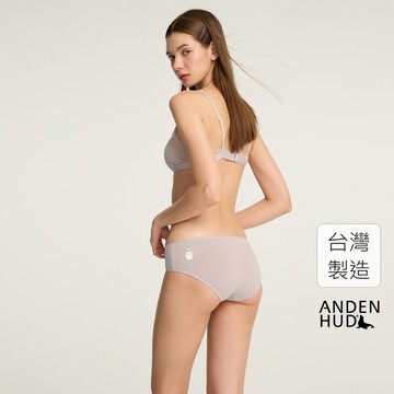 【Anden Hud】姆明系列．花邊中腰三角內褲(鳶尾紫-刺繡生氣氣) 純棉台灣製 海外禁售
