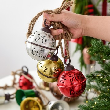 洛陽牡丹 耶誕節裝飾鐵藝鈴鐺聖誕樹掛件聖誕鈴鐺裝飾場景佈置