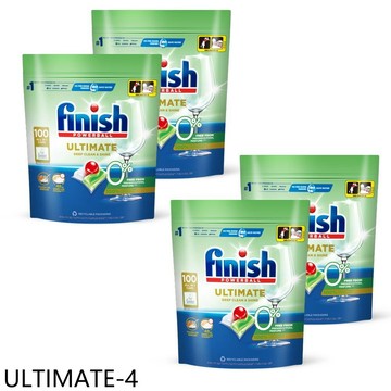 FINISH亮碟【ULTIMATE-4】零添加洗碗凝珠洗碗塊洗滌球洗碗錠1包組共400入(商品卡 1100元)