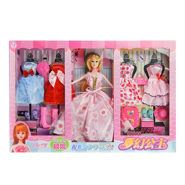 公主娃娃時裝秀 5件式衣服組 多樣配件任意組合 打造專屬芭比造型  004A  1組