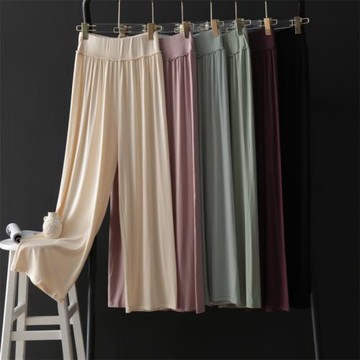 莫代爾花邊闊腿褲女夏新款寬松版型超高腰柔軟垂墜感休閑褲舞蹈褲