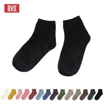 【BVD】1/2素面直角女襪-黑 B561 女襪 短襪 休閒穿搭襪