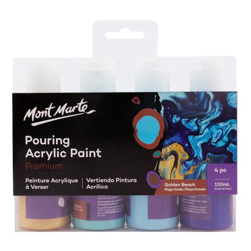 Mont Marte アクリルポーリング絵具セット 金色砂浜 注ぎ塗料 Pouring Acrylic Set x 120ml ペイン