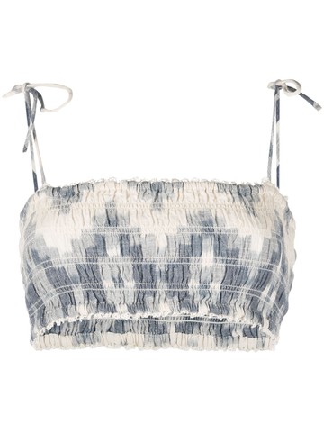BOTEH - Neith Ikat shirred crop top - women - Cotton - 1 - Blue