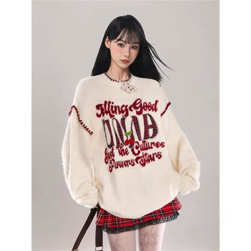 圣誕穿搭水貂絨毛衣女秋冬高級感慵懶厚軟糯海馬毛針織衫上衣冬季