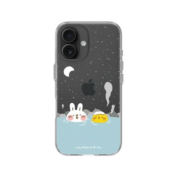 iPhone 16 Clear 透明 - 懶散兔與啾先生 Lazy Rabbit and Mr.Chu - 泡溫泉