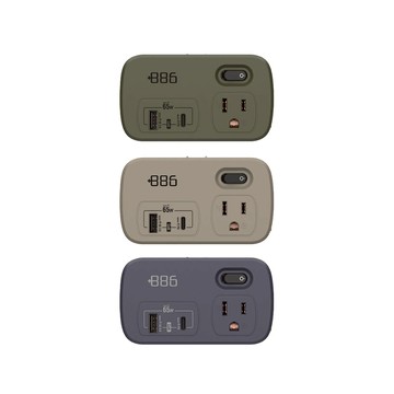 【獨家送壁插 V2 HWS2110】1開2壁插轉接器 USB-C+A PD 65W HWS2123 (3色可選) 軍綠