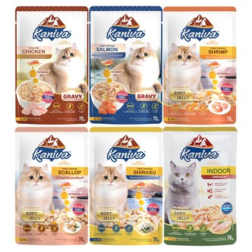 Kaniva 【48入組】-維他命晶球/室內貓餐包 70g