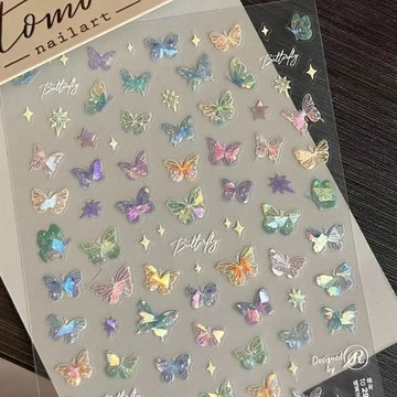 ✨台灣出貨✨小紅書爆款蝴蝶翼流光貼紙高級平面美甲貼紙繽紛蝴蝶仙女輕奢鏤空