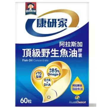 QUAKER【桂格康研家】頂級野生魚油膠囊 ( 60粒/盒 )  QUAKER