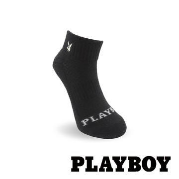 【襪款任選3雙$299 、6雙$511】PLAYBOY  刺繡純色機能運動女襪-黑(BF5719)