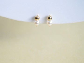 無痛耳夾　無痛耳環/不痛的金球和水晶珍珠的小耳環