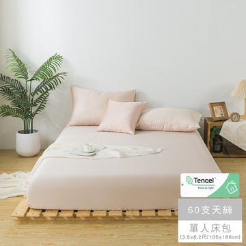 MIGRATORY 媚格德莉 - 60支兩件式天絲床包枕套組-杏桃澄 (單人(105x186cm))