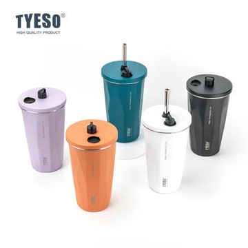 TYESO®新款TS-8848A保溫保冷36#咖啡杯高顏值大容量車載吸管杯