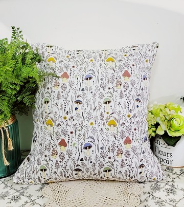 北歐獨特彩色可愛小蘑菇花花圖案抱枕靠枕靠墊枕套