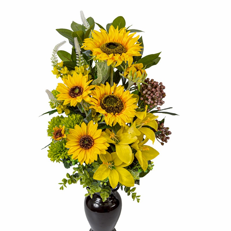 ひまわり ユリ マム しきみ 樒 付き 造花 2束 固定具付き 造花 仏花 お墓用 お墓参り お盆 お彼岸 お供え 花 花束 アレンジメント ハンドメイド P1 059 通販 Lineポイント最大5 0 Get Lineショッピング