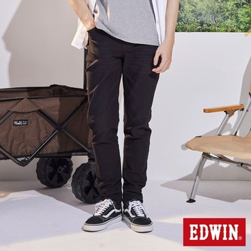 EDWIN 男裝 JERSEYS 迦績 透氣錐形牛仔褲-黑色