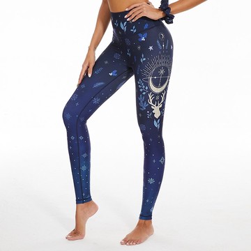 SILVERWIND2023聖誕麋鹿印花緊身高彈健身瑜伽褲提臀收腹運動長褲