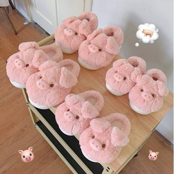 可愛粉嫩小豬軟底止滑保暖棉拖鞋冬季防滑防寒保暖拖鞋 卡哇伊可愛女士拖鞋防滑靜音室內臥室毛絨棉鞋居家棉拖鞋